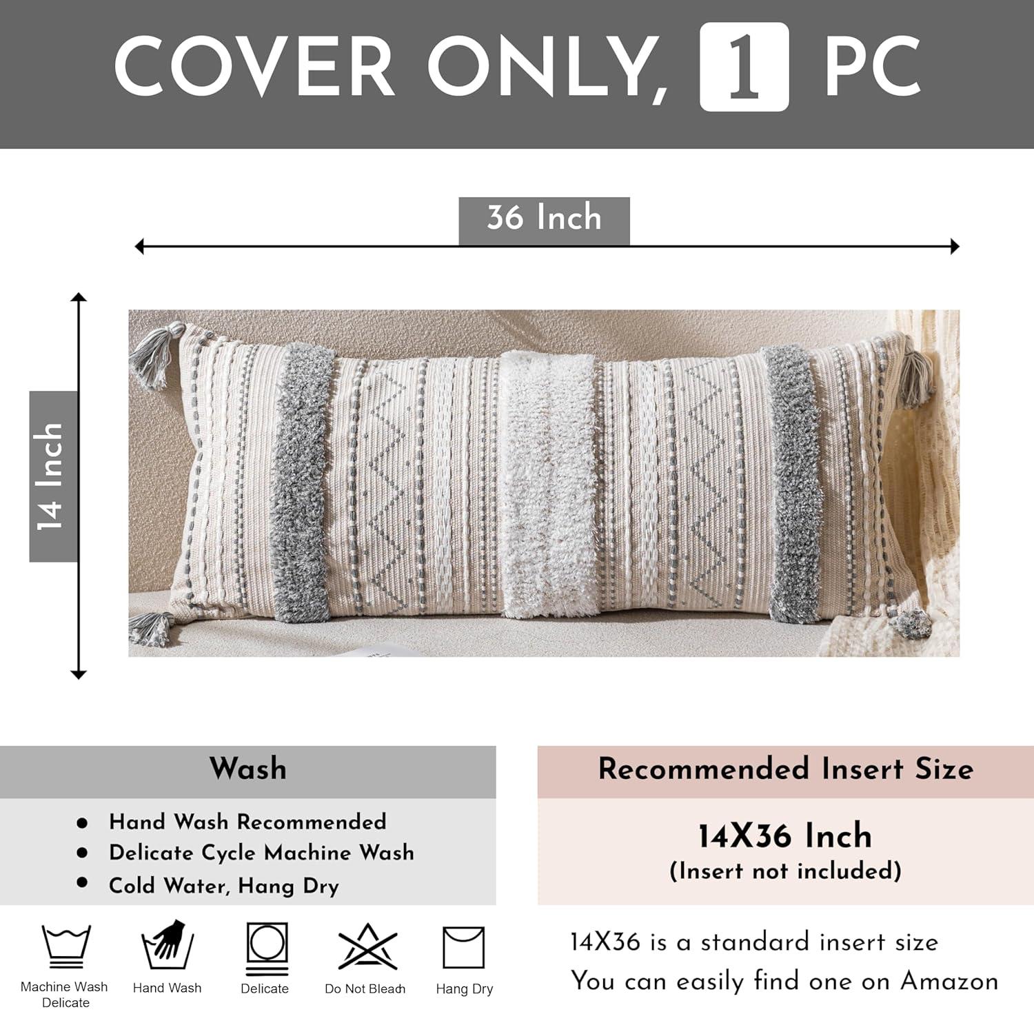 POFIMP 14X36 Rectangle Bohemian Style Pillow Cover For Sofa Living Room Decoration (1 Pack)