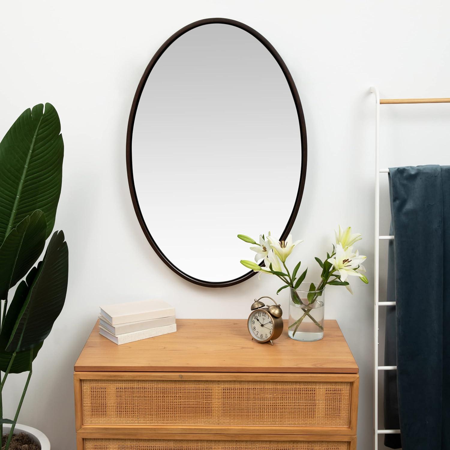 Hamilton Hills 24" x 36" Oval Wenge Framed Wall Mirror