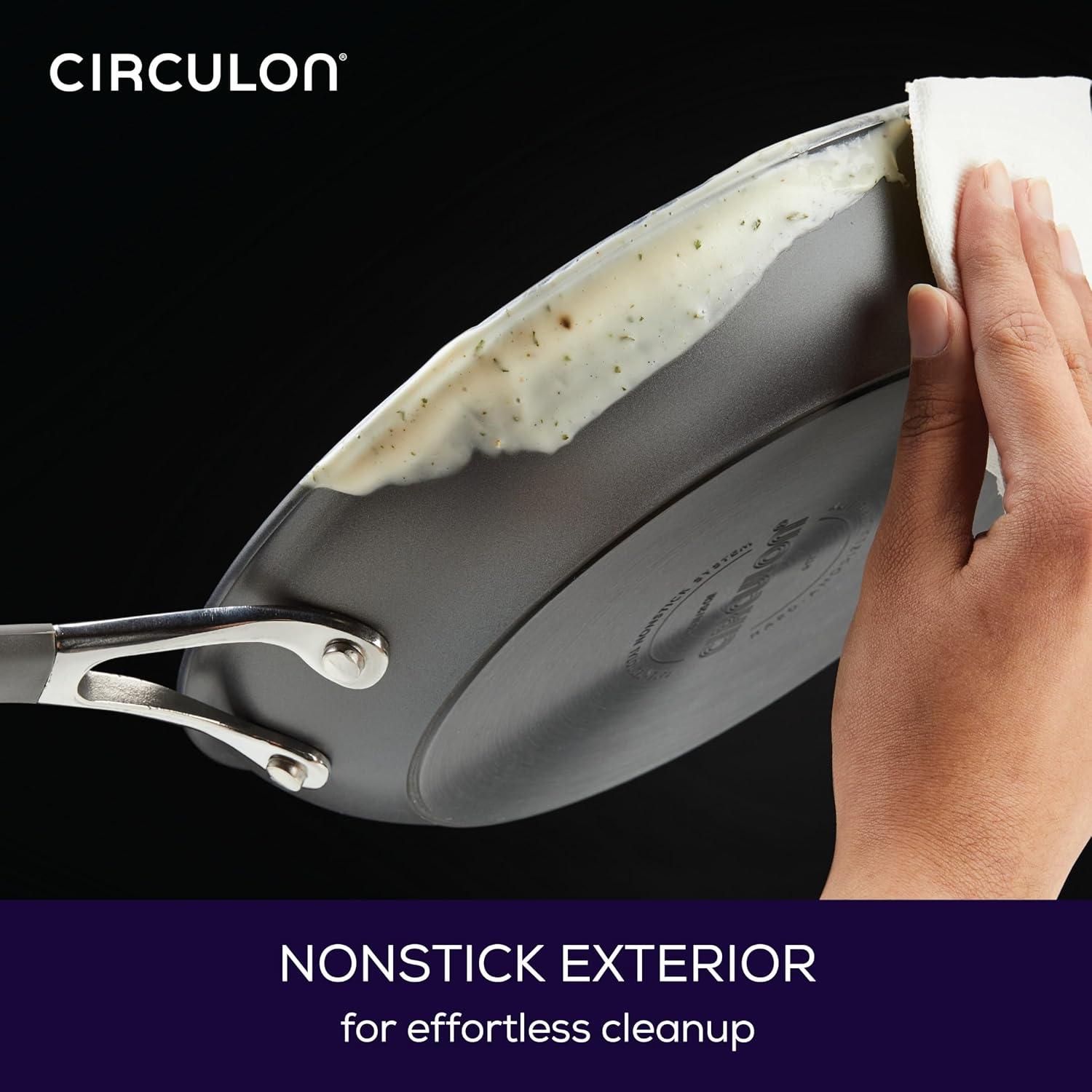 Circulon Radiance 12" Covered Deep Skillet: Nonstick Hard Anodized, 12 Inch with Lid, Oven & Dishwasher Safe