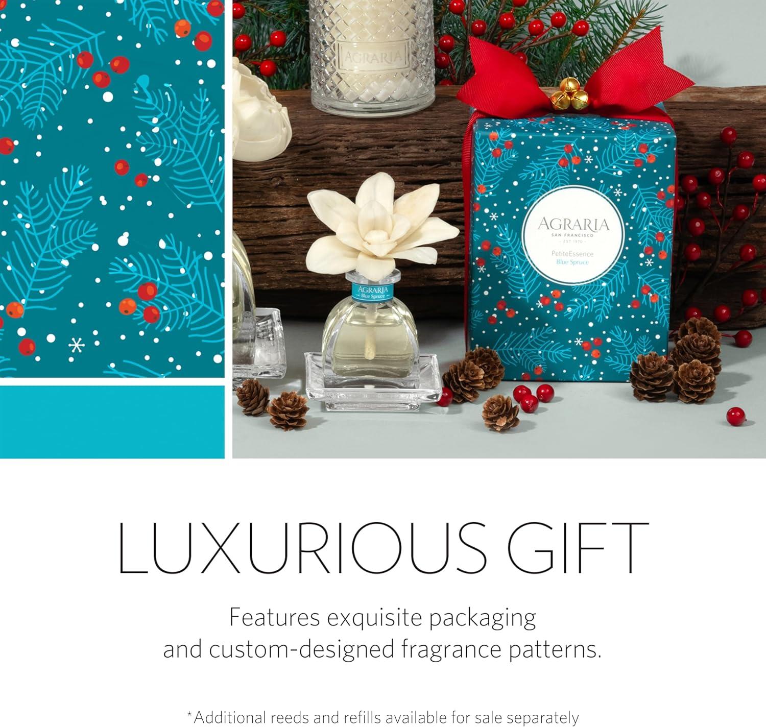 PetiteEssence Blue Spruce Reed Diffuser with Handcrafted Sola Flower