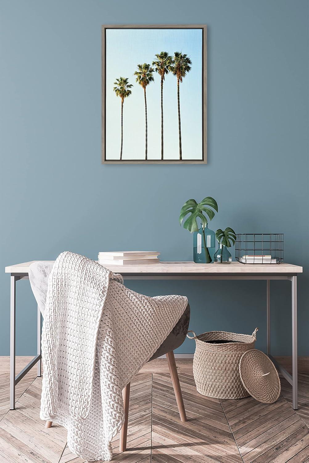 18" x 24" Sylvie Four Palm Trees Framed Canvas by Simon Te Gray: Coastal Wall Art, Nautical Decor - Kate & Laurel All Things Decor
