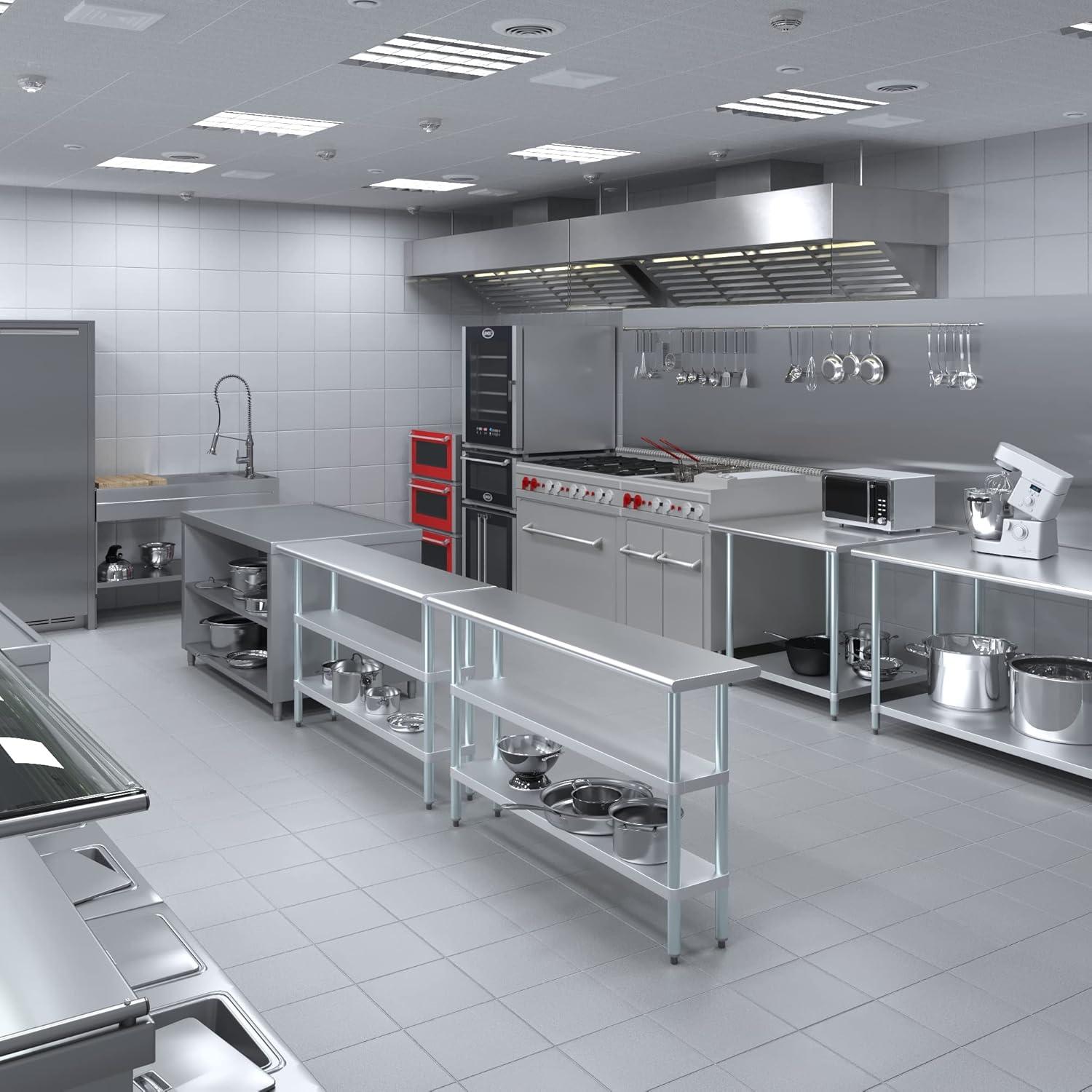 Amgood Stainless Steel Work Table with 2 Shelves