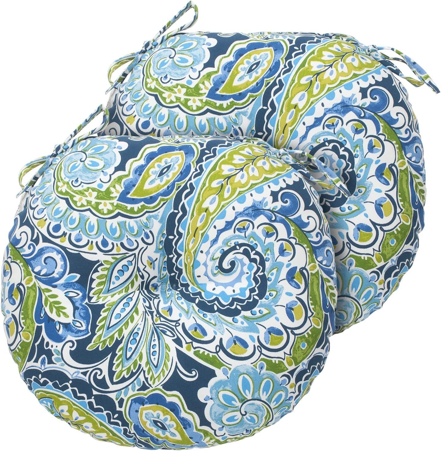 Paisley Lapis Green Round Waterproof Floor Pillows Set