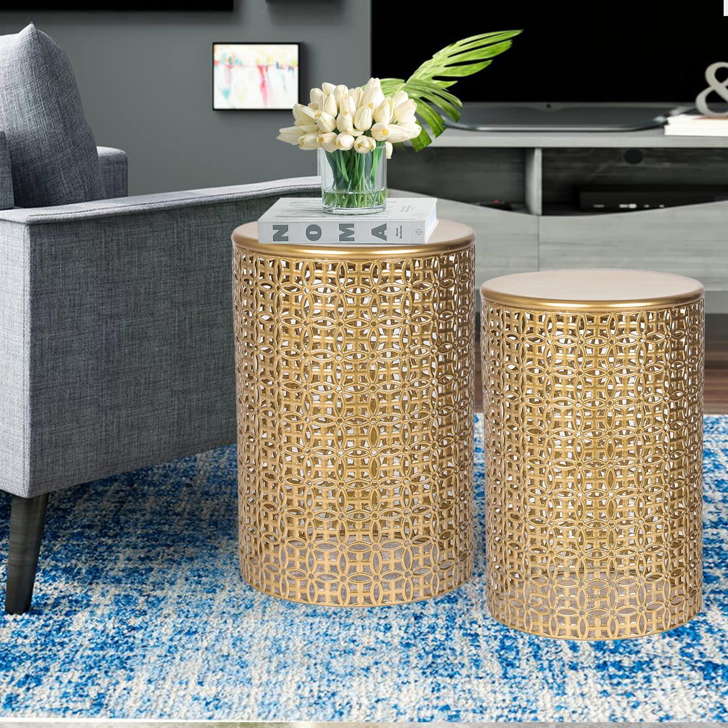 Rosdorf Park Arvil Golden Round Metal End Table(set of 2)