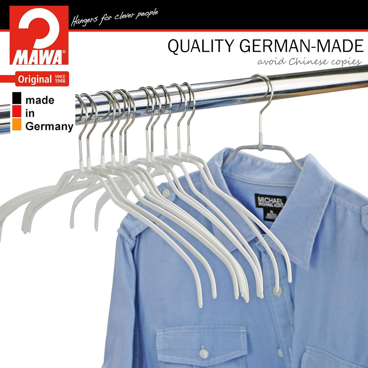 Mawa Mawa Silhouette Non-Slip Steel European Shirt/Coat Hanger, Ultra Thin And Narrow (Set of 20)