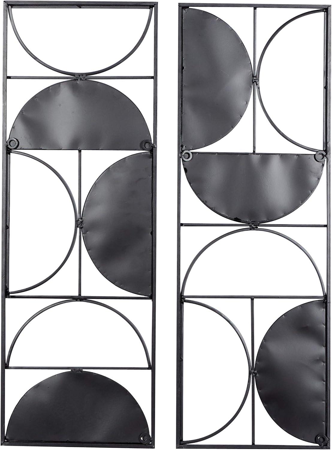 DecMode Brown Metal Carved Designs Geometric Wall Decor (2 Count)