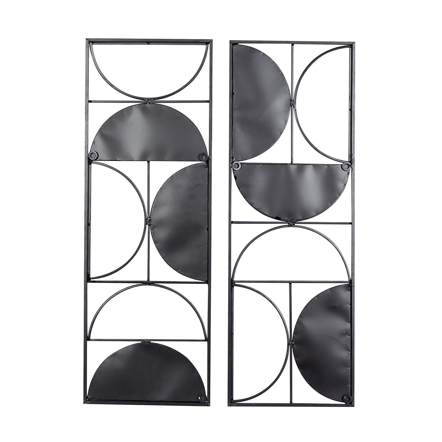 DecMode Brown Metal Contemporary Wall Decor, Set of 2