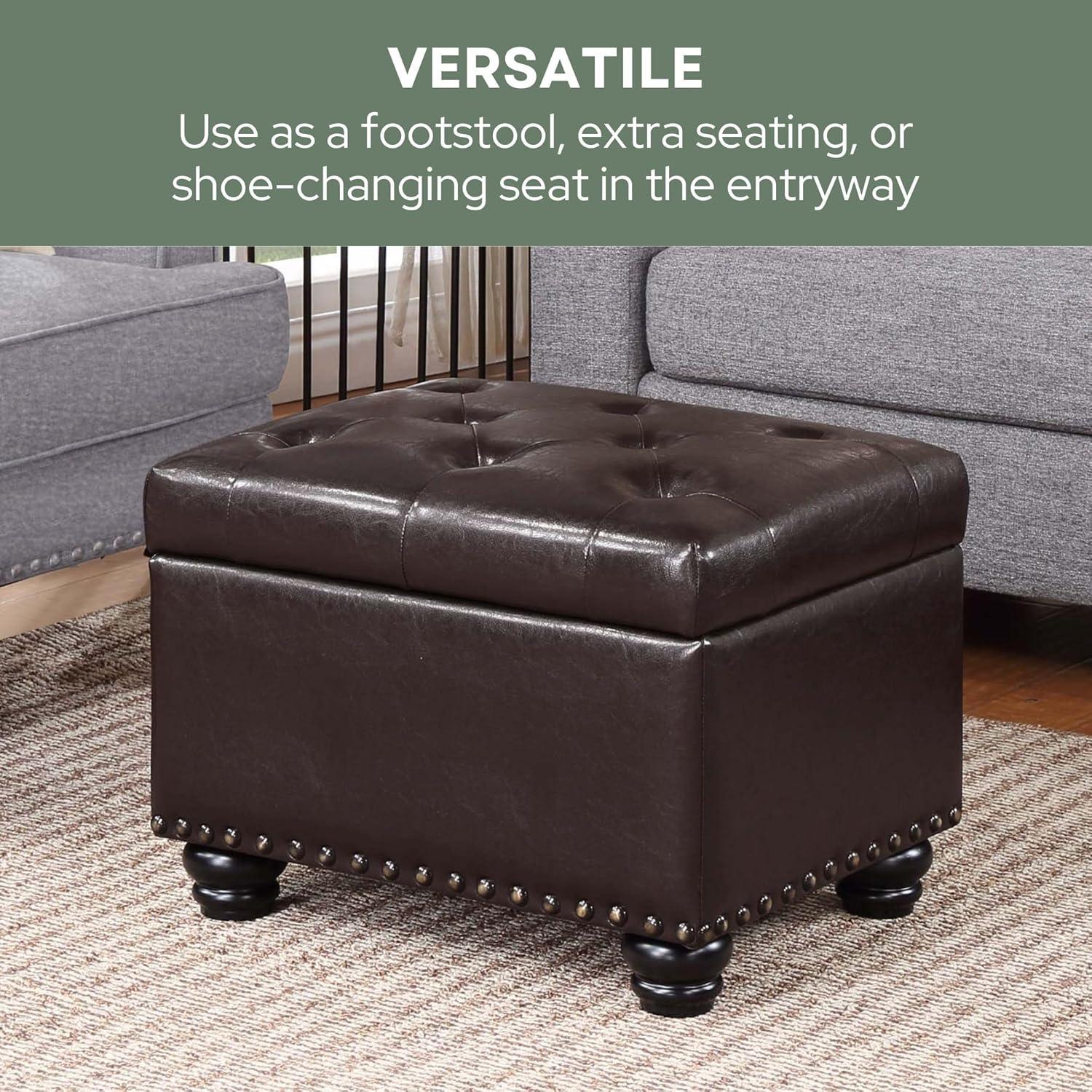 Designs4Comfort 5th Avenue Storage Ottoman in Espresso Faux Leather