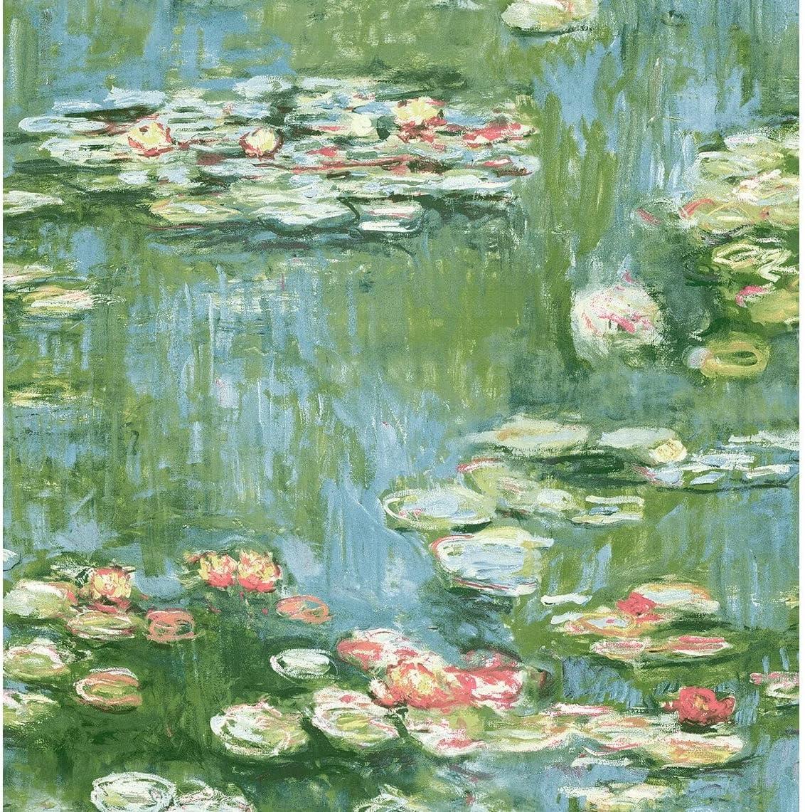 NextWall  Lily Pond Peel and Stick Wallpaper 20.5 in. W x 18 ft. L - Olive & Sky Blue