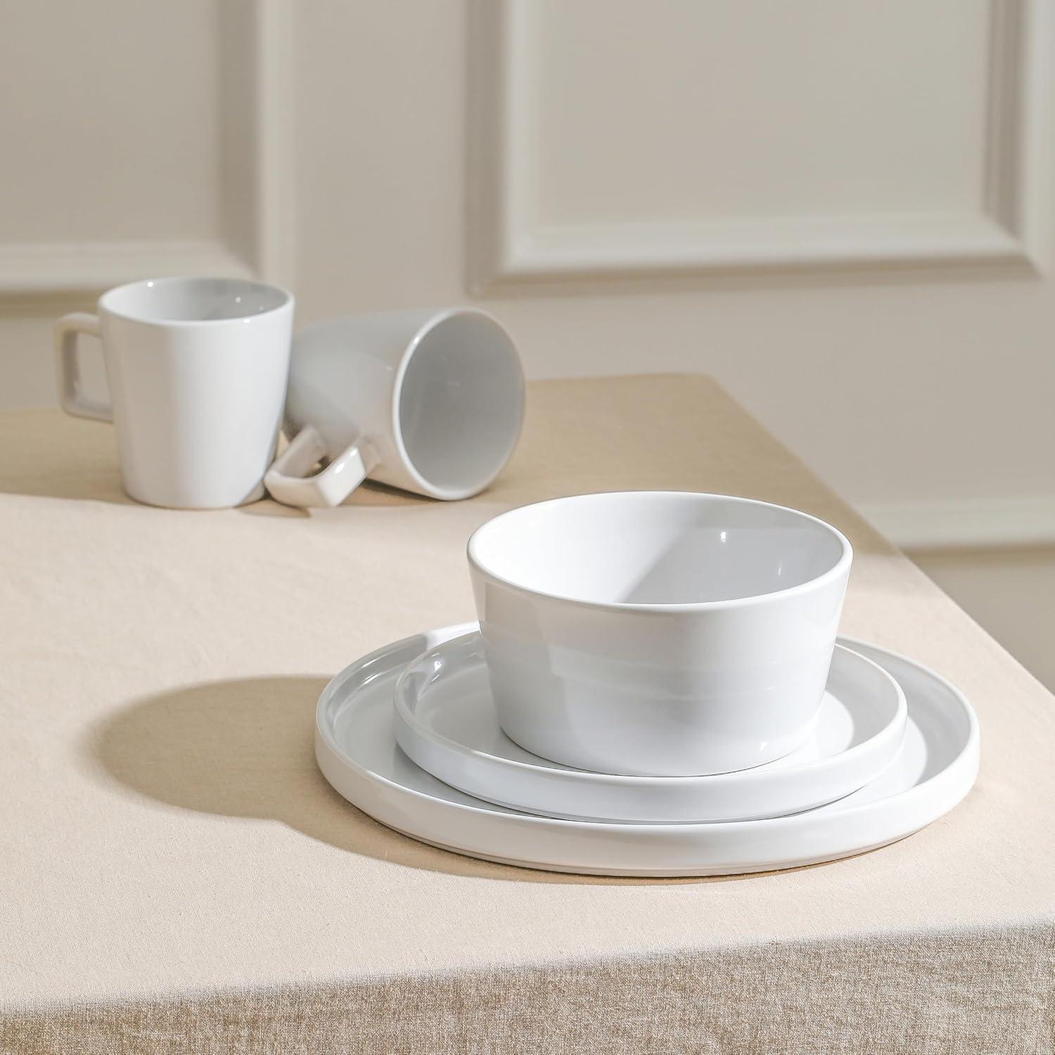 White Ceramic 16-Piece Outdoor Dinnerware Set, Service for 4