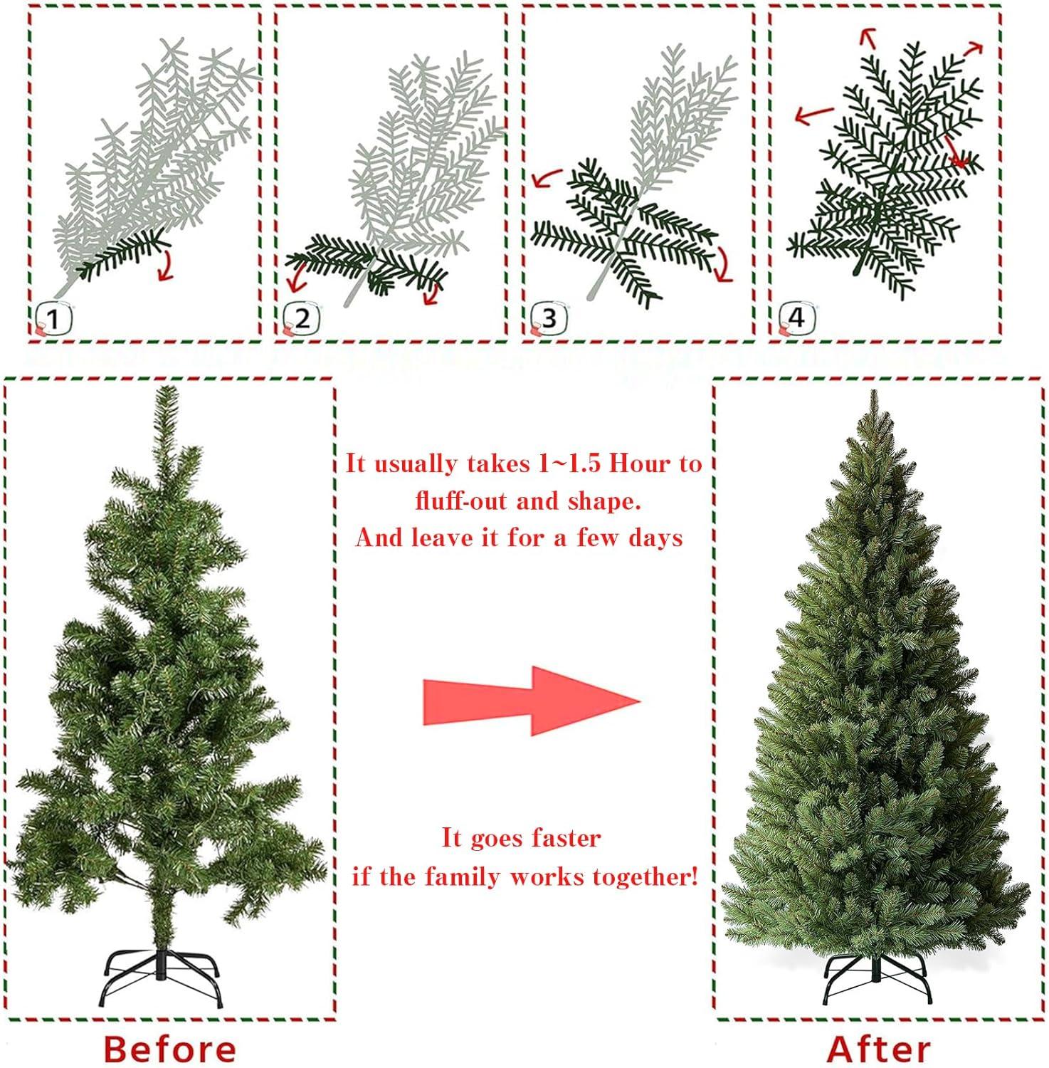 6.5ft Green PVC Fir Artificial Christmas Tree with Metal Stand