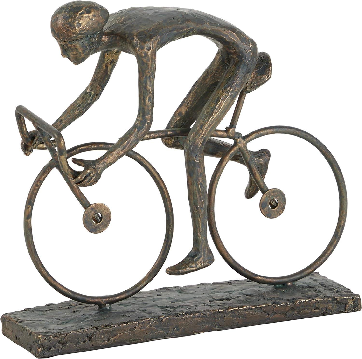 Bronze Cyclist 11" Metal Sculpture with Artistic Ambiance