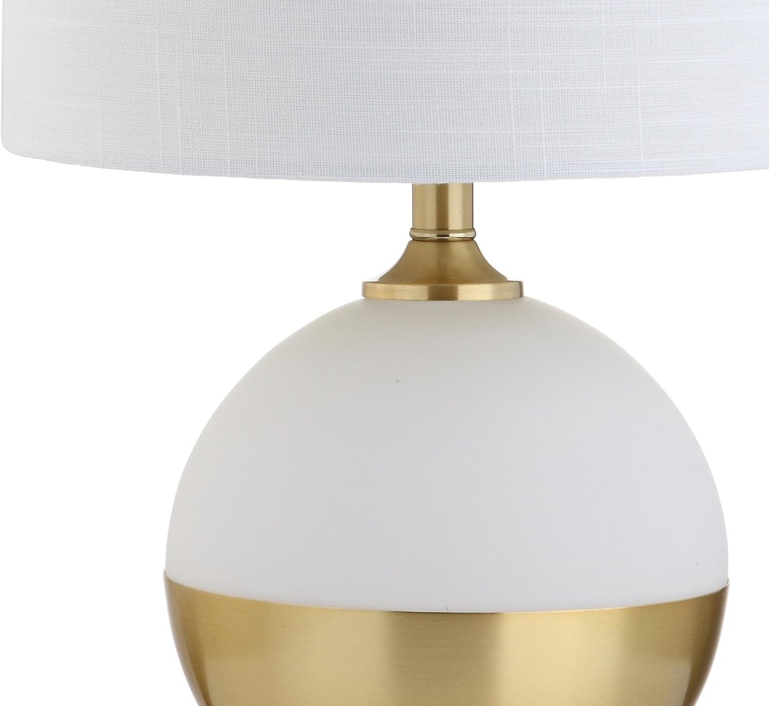 Elegant Alexa-Enabled White Linen LED Table Lamp, 23.5" Brass Base