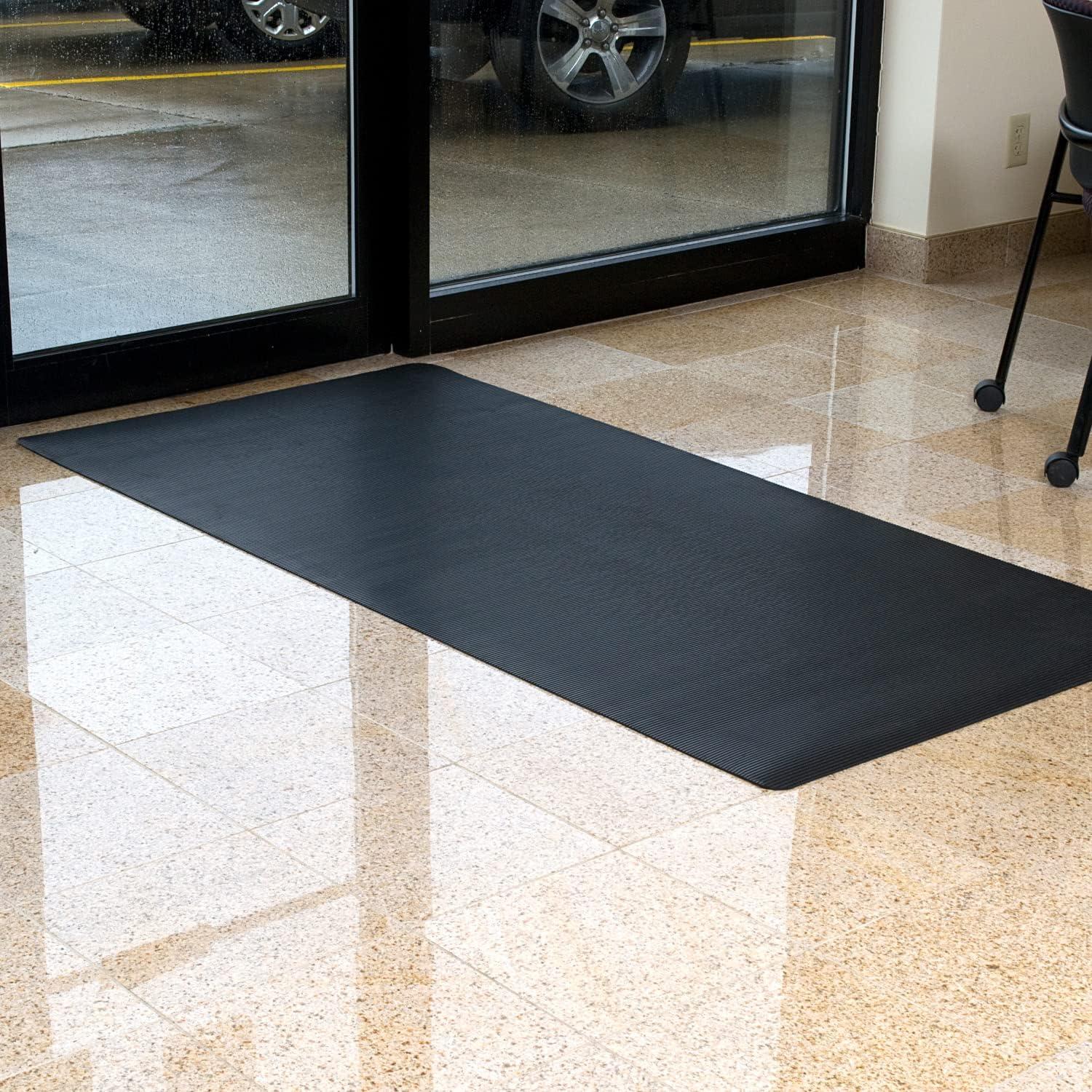 Black 36.5'' x 5.5'' Indoor/Outdoor Rubber Scraper Mat