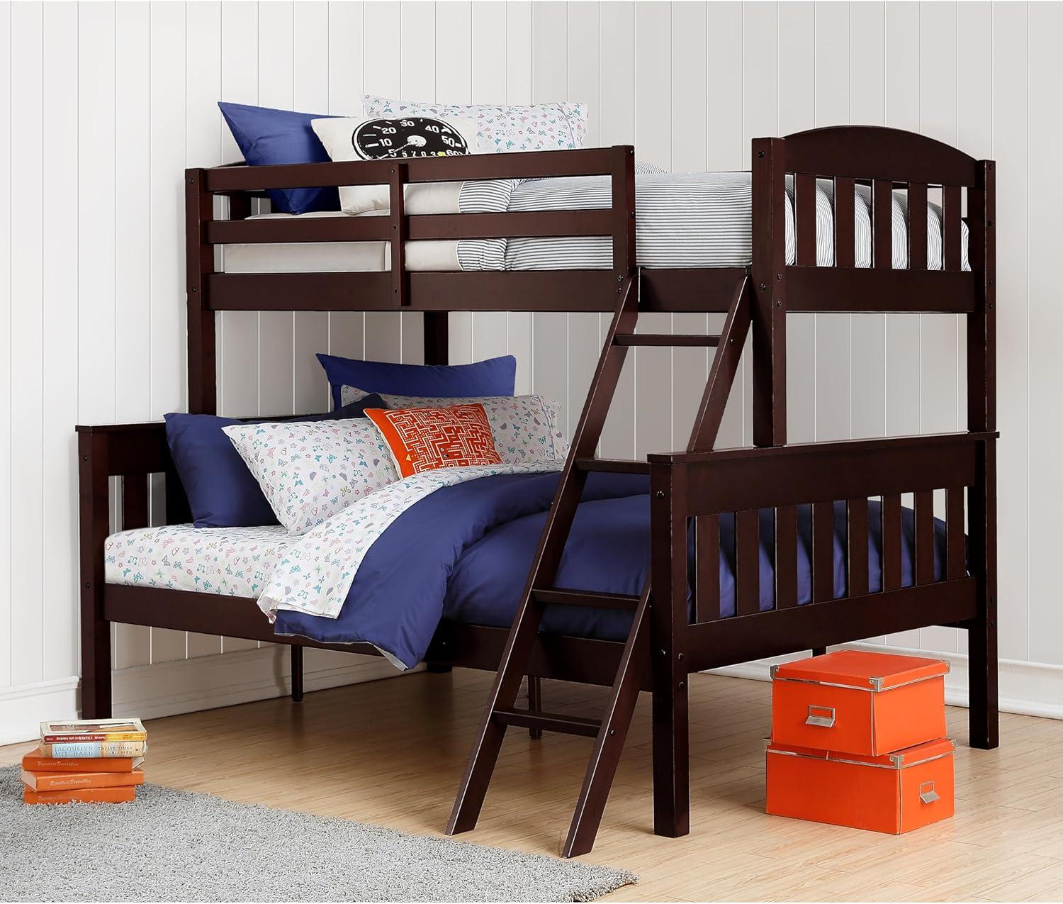 DHP Airlie Twin-Over-Full Bunk Bed with Ladder, Espresso