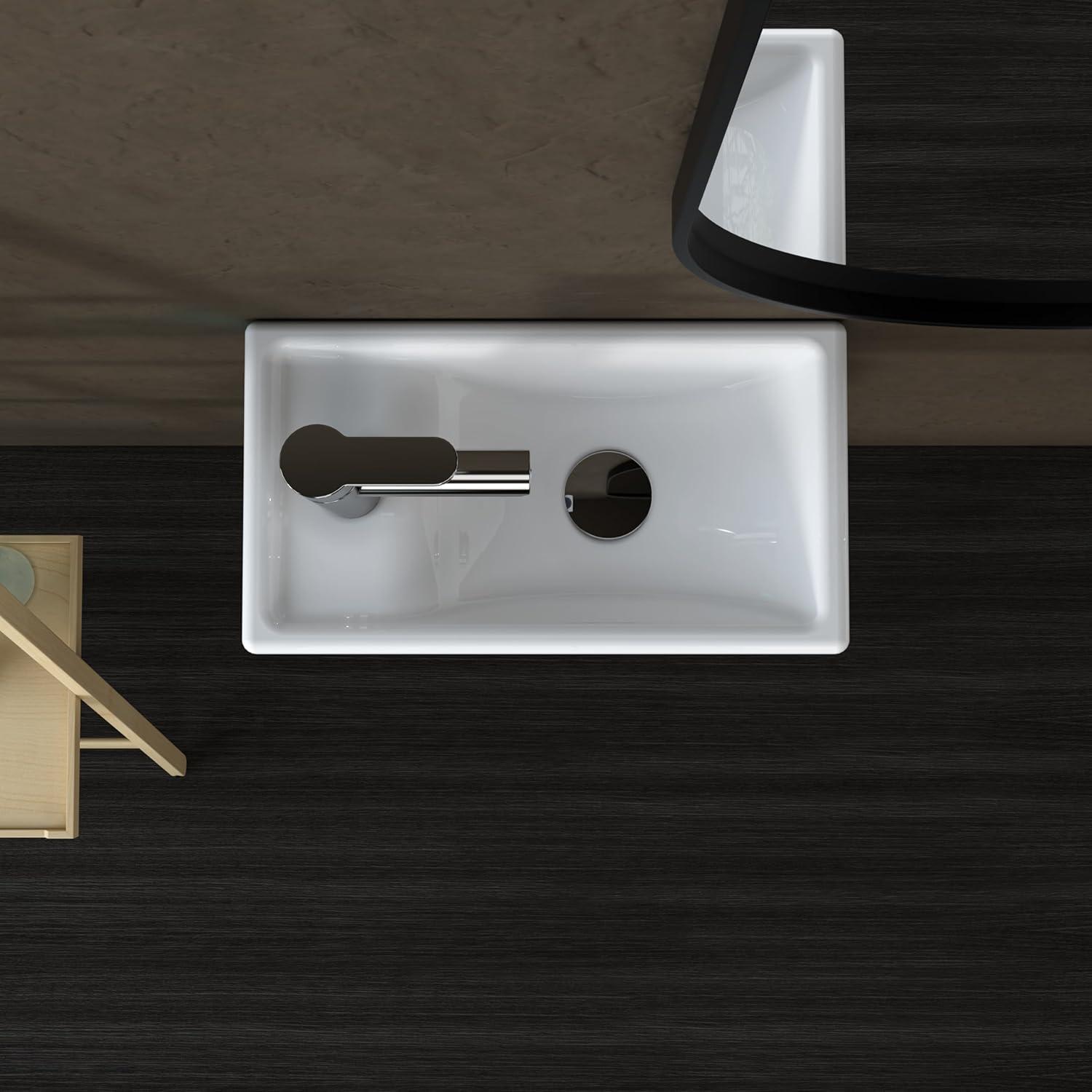 MEJE 16x13-inch Oval White Ceramic Vessel Sink,Modern Egg Shape Bowl, Above Counter Bathroom Vanity Sink