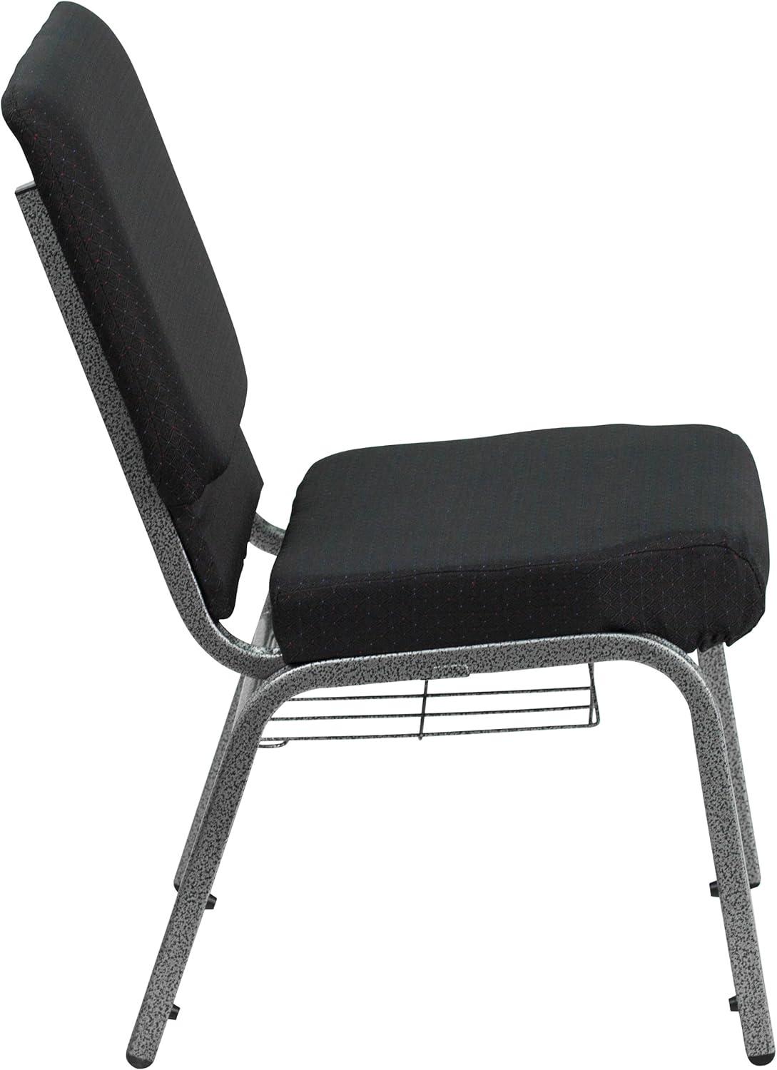 Elegant Black Fabric and Silver Steel Stacking Chair