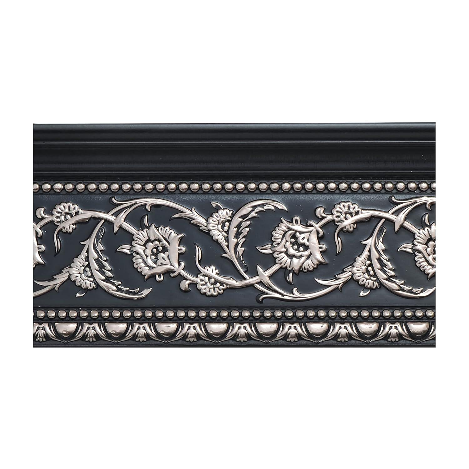 AFD Silver Floral and Black Crown Moulding 94 Inch