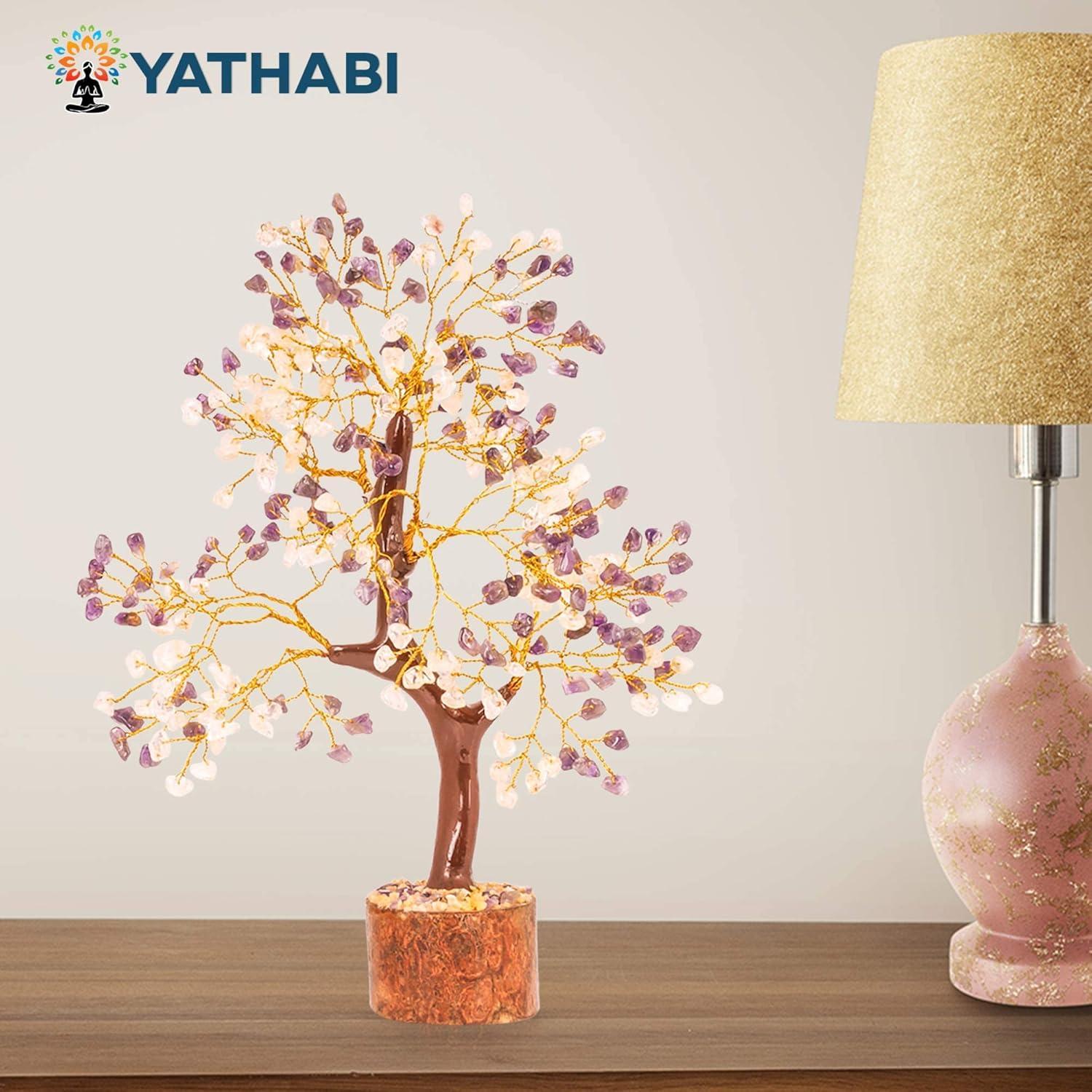 Amethyst Tree - Gemstone - Crystal Bonsai Tree - Yellow Aventurine - Crystal Tree - Tree of Life Decor - Spiritual Gift - Money Tree - Chakra Tree - Feng Shui Tree - Good Luck