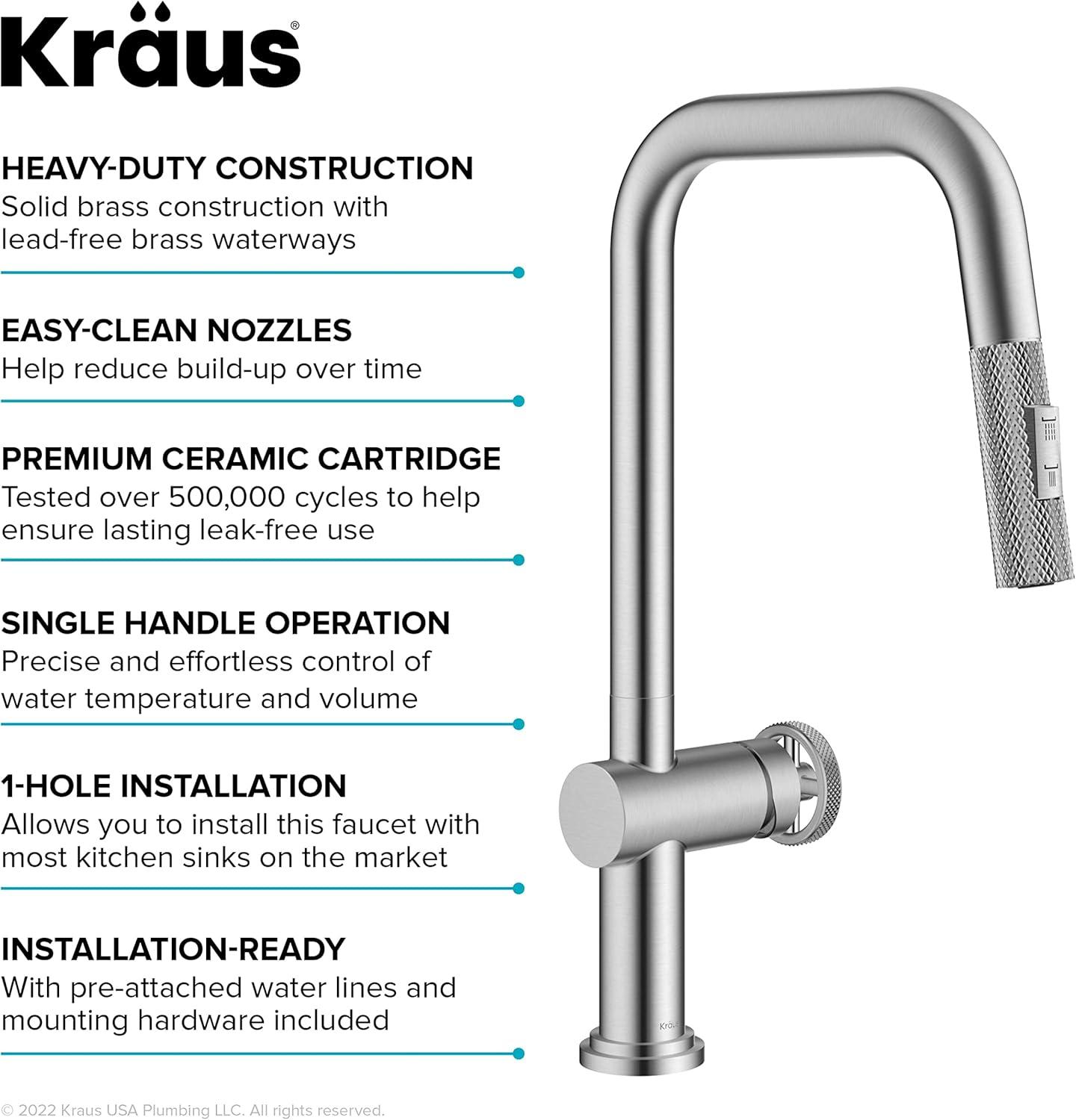 Urbix Industrial Pull-Down Single Handle Kitchen Faucet