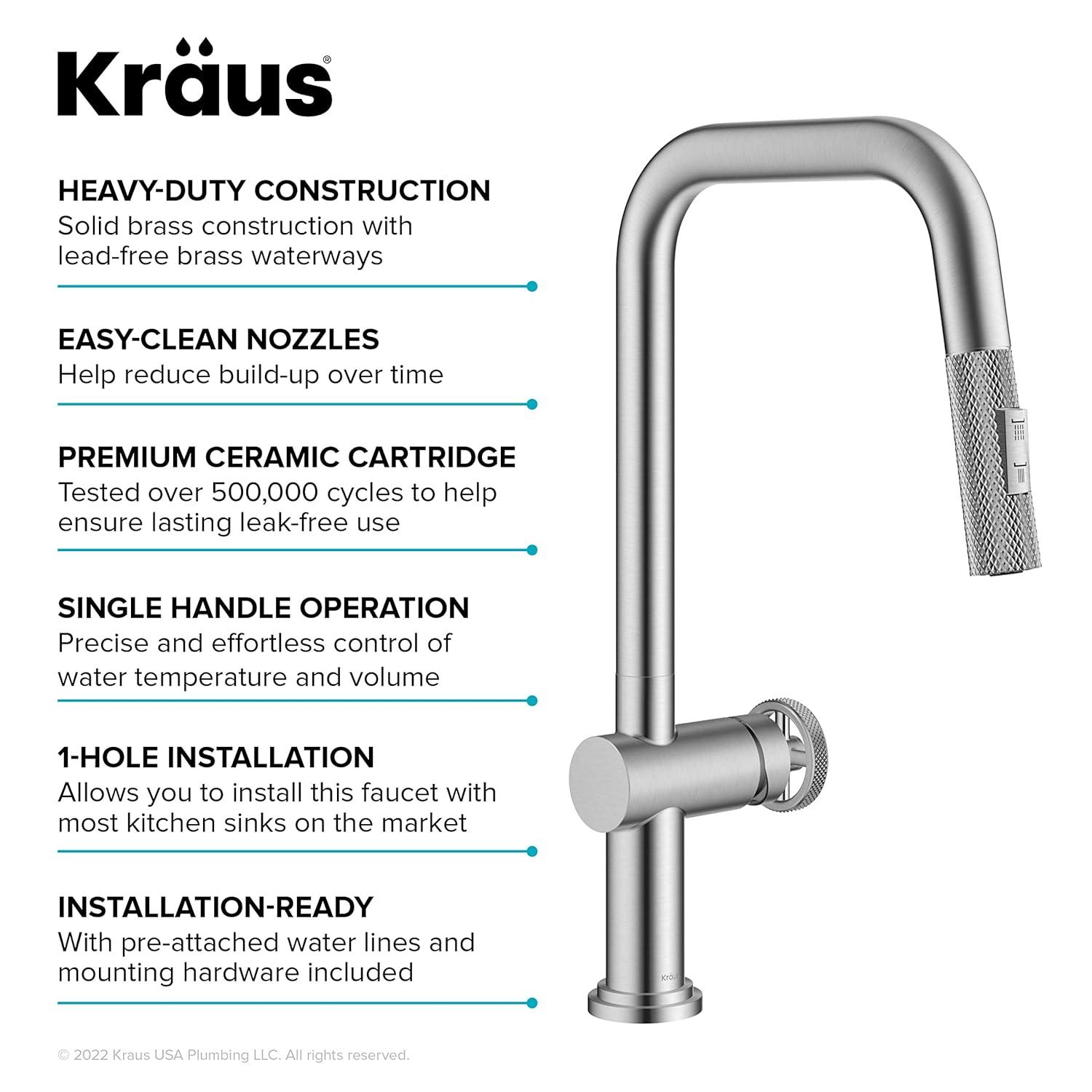 Urbix Industrial Pull-Down Single Handle Kitchen Faucet