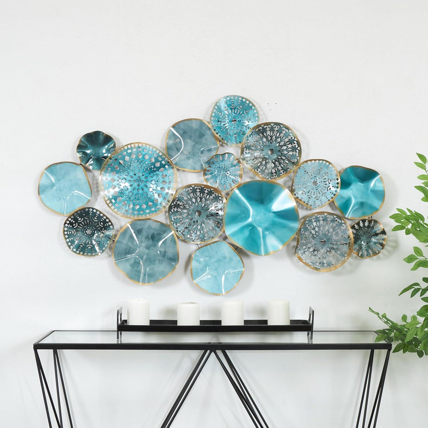 DecMode Multi Colored Metal 3D Overlapping Discs Plate Wall Decor