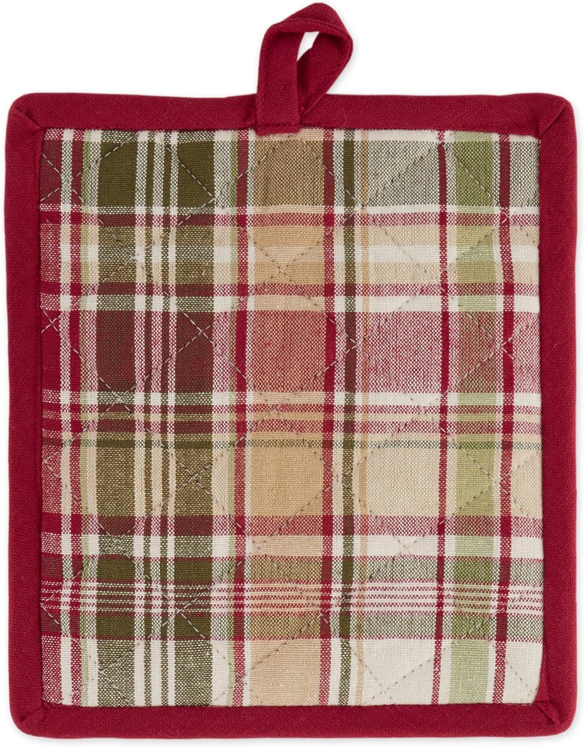 Design Imports Plaid Linen Set (Set of 2)