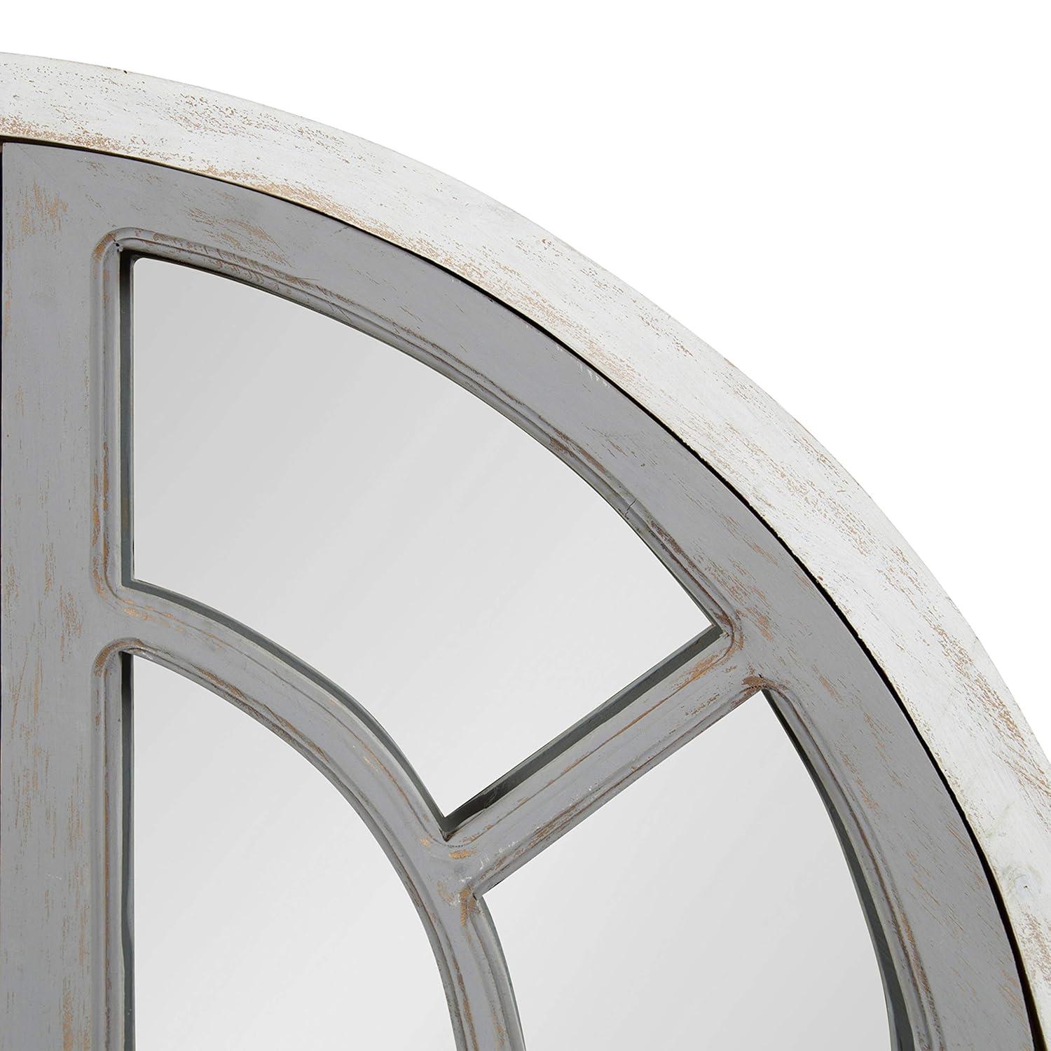 28" x 44" Boldmere Wood Windowpane Arch Mirror White/Gray - Kate and Laurel
