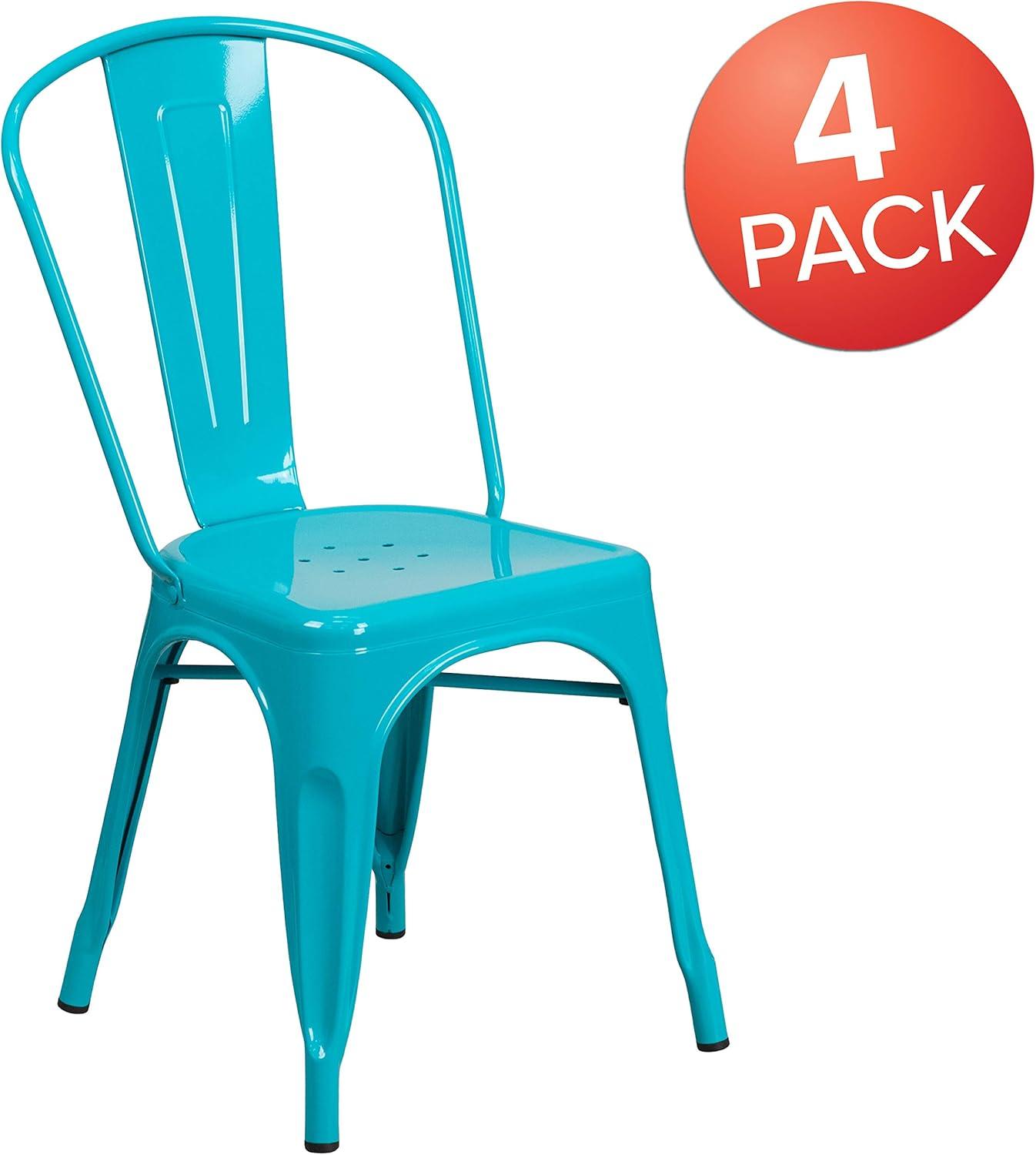 Flash Furniture Peterson Armless Metal Indoor-Outdoor Stackable Dining Chair (Set of 4)