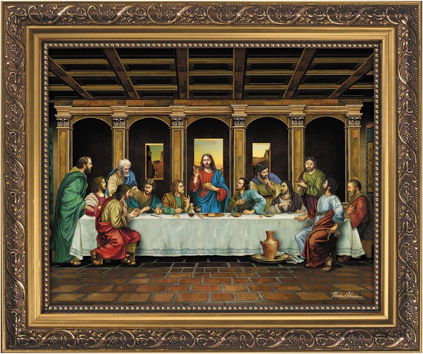 Ornate Gold Framed Last Supper Religious Print, 13 x 11 Inch