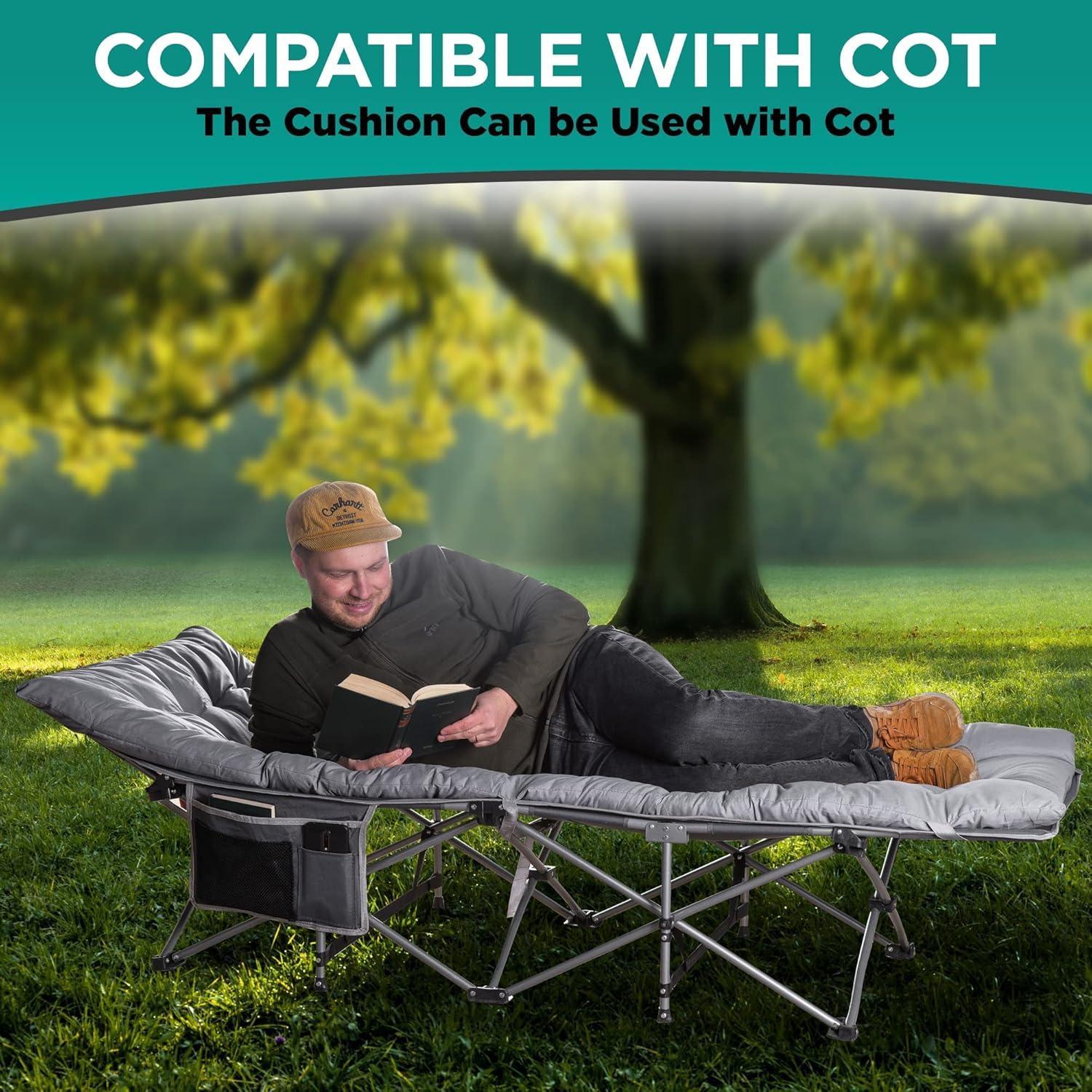 Zone Tech Outdoor Camping Cot Pads Mattress - Comfortable Thicker Cotton Sleeping Cot Lightweight Waterproof Bottom Pad Mattress Gray 2 Pack