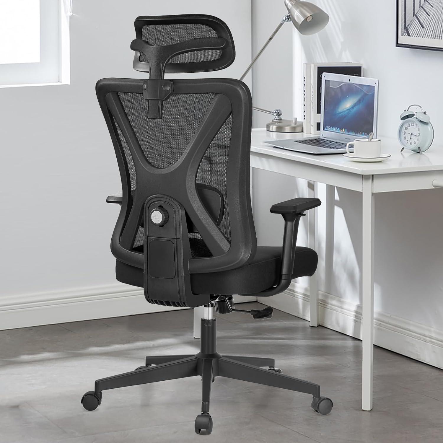 Black Ergonomic Mesh Office Chair with Adjustable Lumbar Support