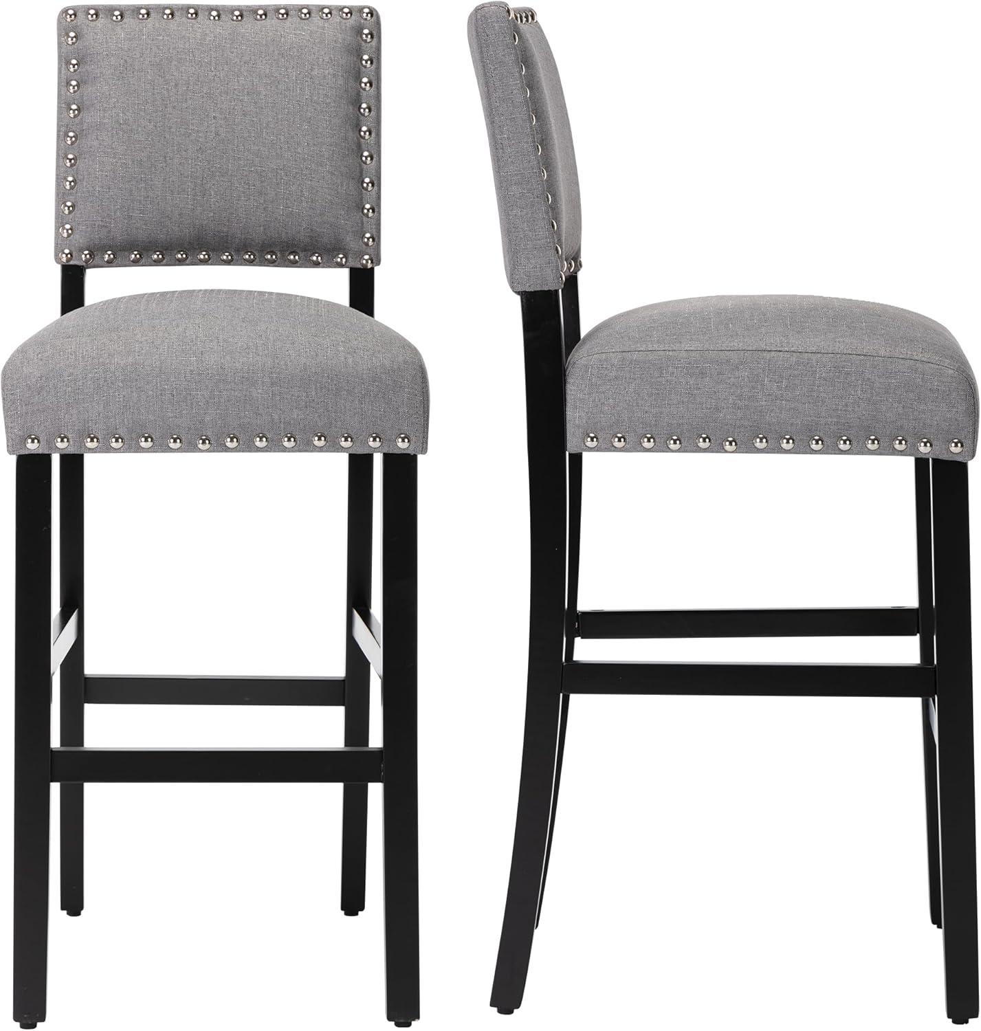 Spaco Set of 2 Counter Height Dining Side Barstools with Thick Cushion-Gray, Bar Height Stools, Counter Height Bar Stools for Kitchen, Dining Room