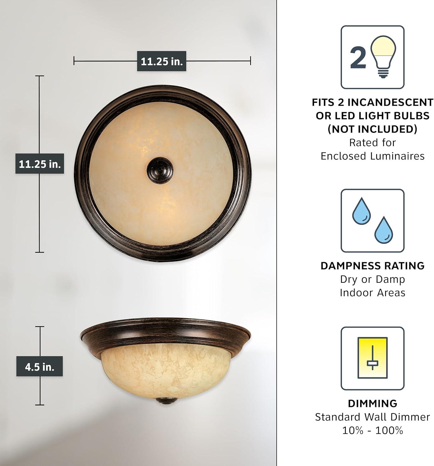 Designers Fountain 11 inch 2-Light Warm Mahogany Flush Mount Ceiling Light, 1257S-WM-AM