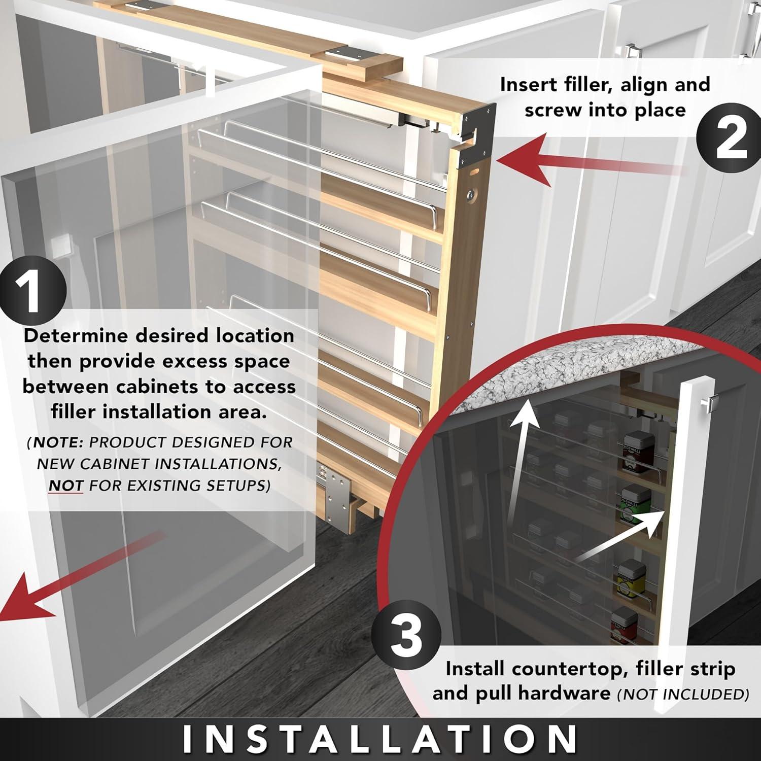 Rev-A-Shelf Pull Out Wall Filler Cabinet Wooden Organizer