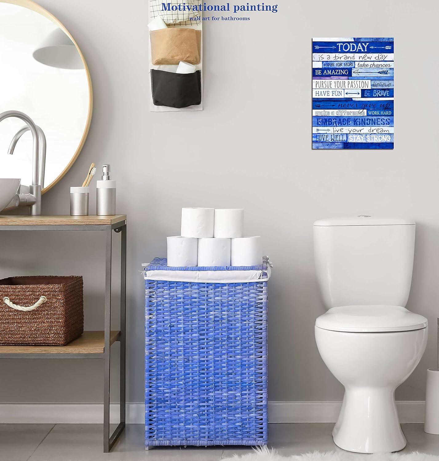 Inspirational Wall Art for Office Motivational Poster Quotes Blue Wall Decor Canvas Prints Framed Positive Affirmations Wall Decor for Room Modern Words \u200bArtwork 12x16