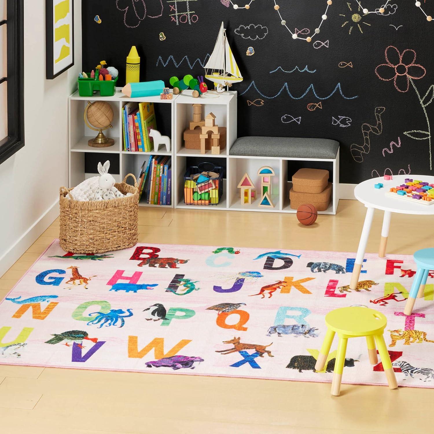 Eric Carle Alphabet Zoo Graphic/Print Pink Area Rug
