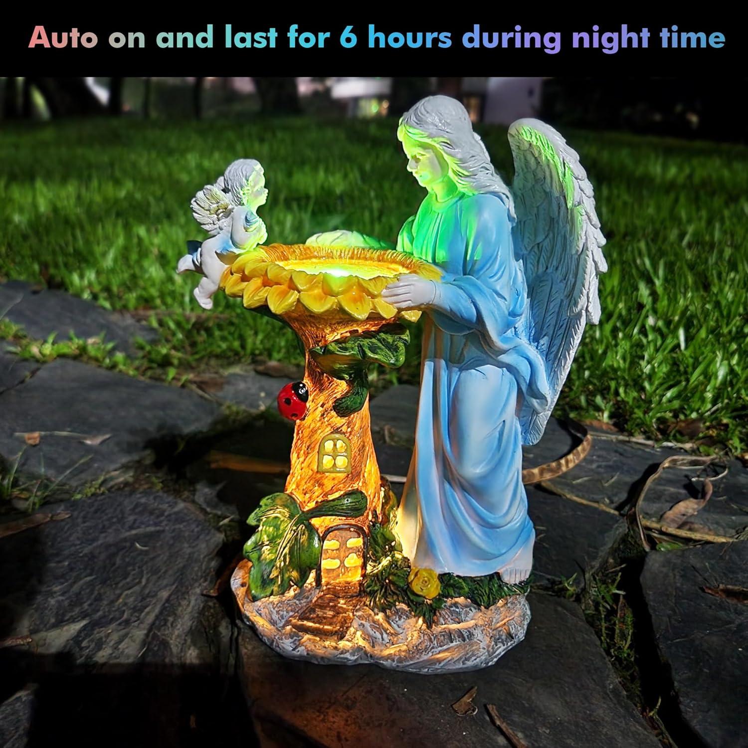 Solar Angel Garden Statue with Color Changing Light