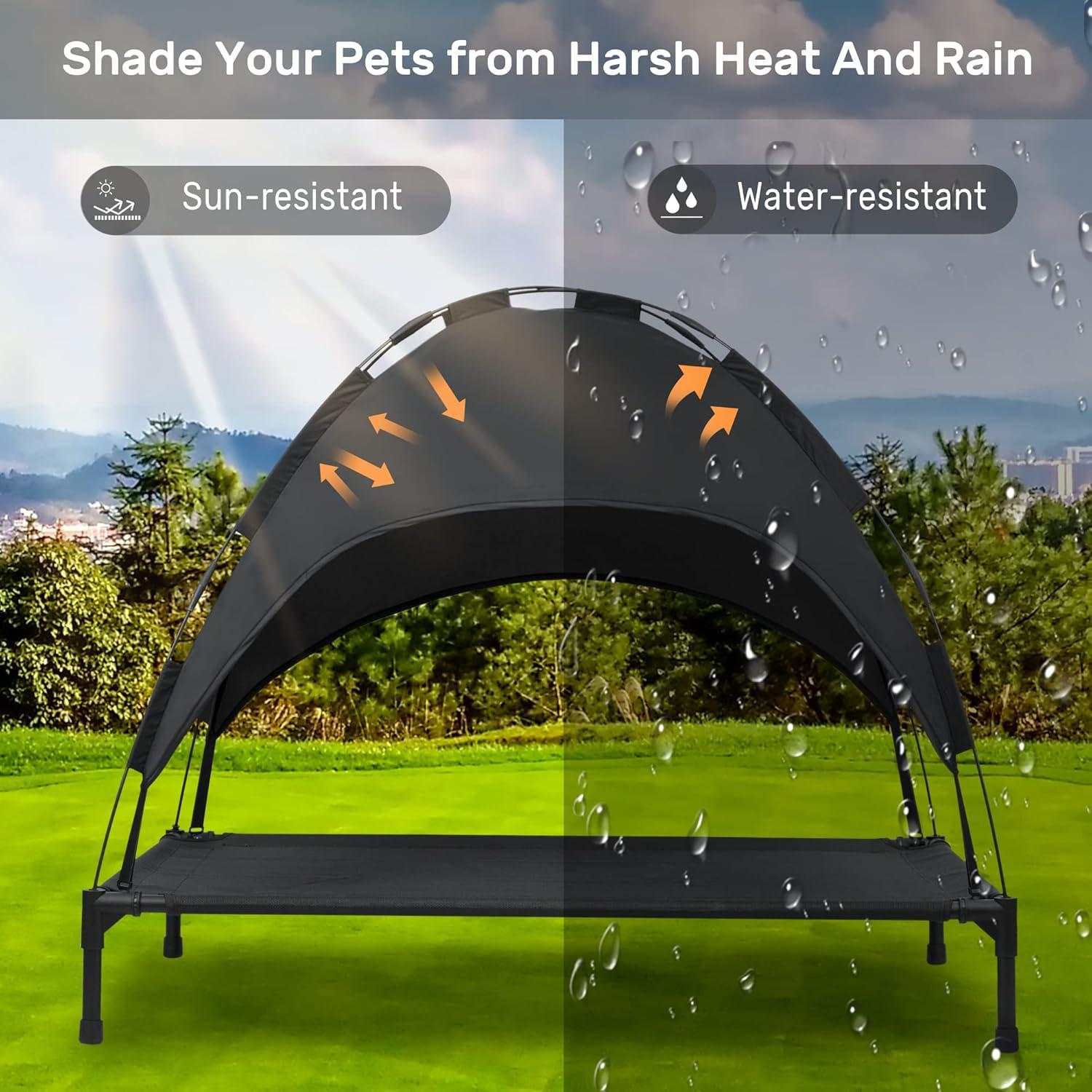 Tucker Murphy Pet™ Elevated Dog Bed With Canopy, Outdoor Dog Cot With Removable Canopy Shade Tent, Raised Pet Cot