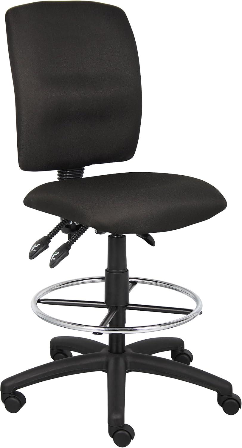 Black Adjustable Fabric Armless Drafting Stool with Nylon Base