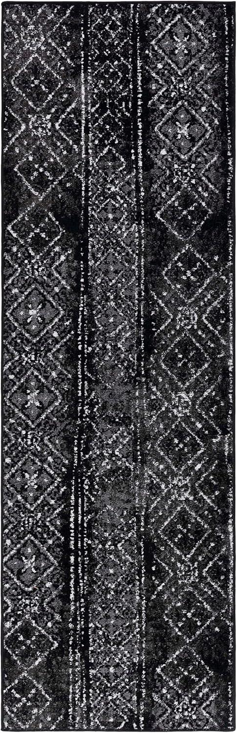 Adirondack ADR111 Machine Made Indoor Runner - Black/Silver - 2'-6"x10' - Safavieh