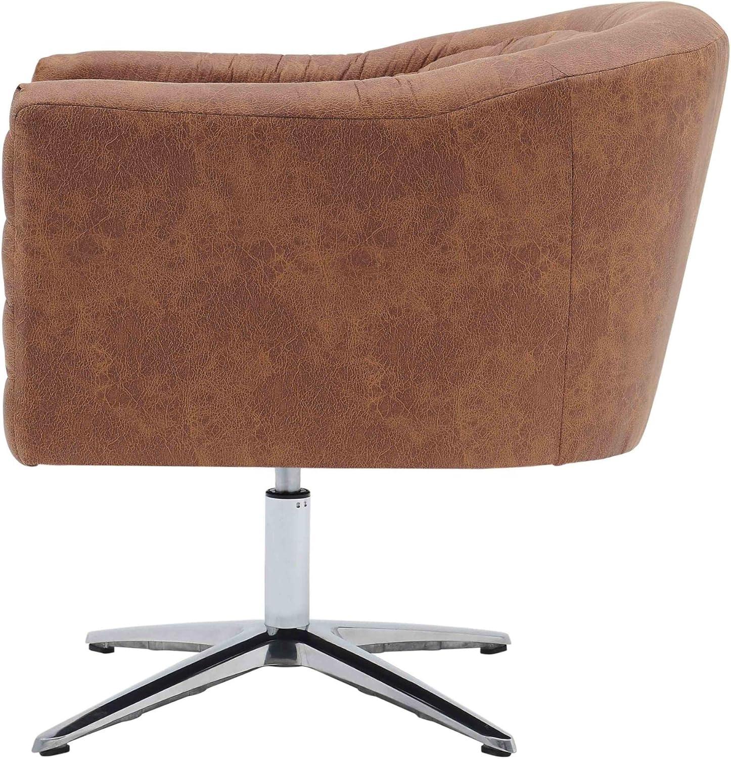 Devore Cocoa Faux Leather 30'' Swivel Accent Chair