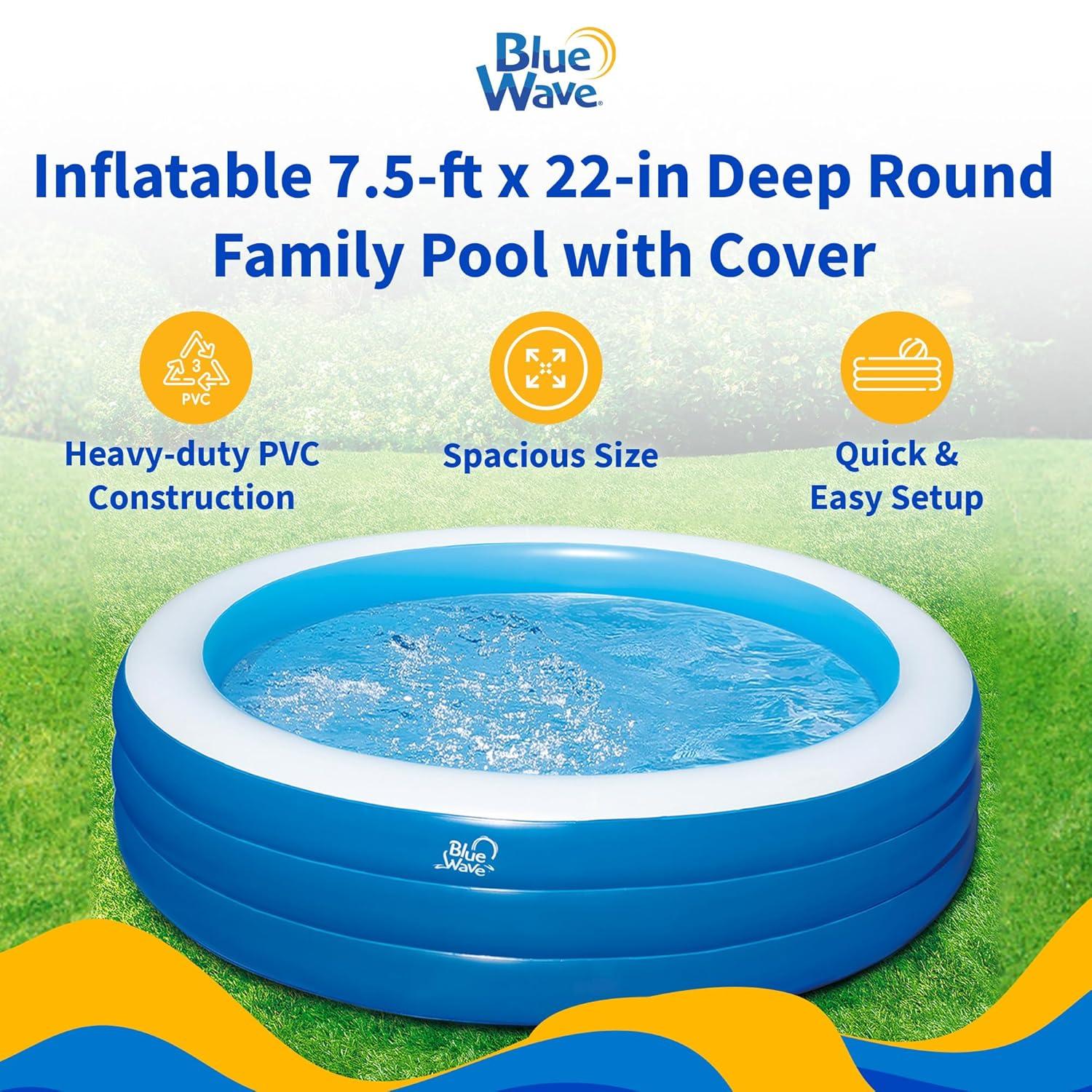 Blue Wave Products Inflatable 103-in x 69-in x 22-in Deep Rectangular Family Pool with Cover