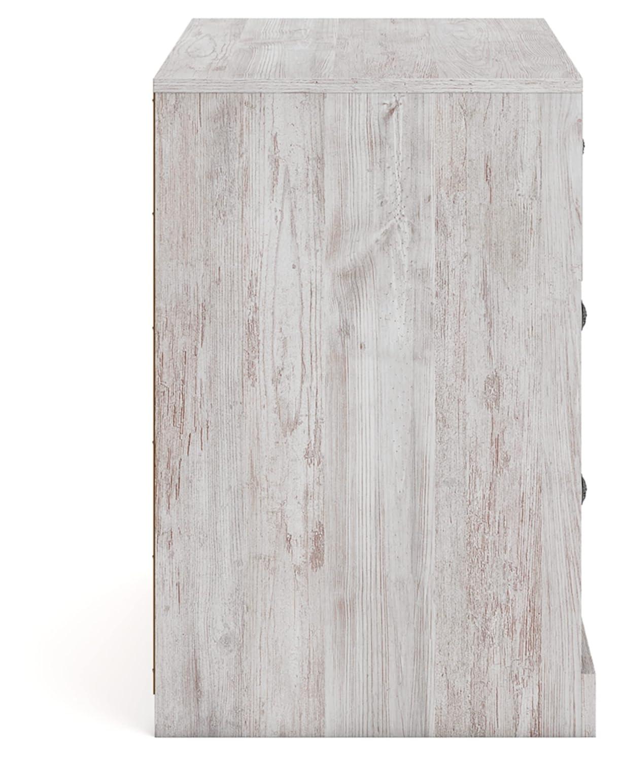 Whitewashed Medallion 3-Drawer Coastal Chest in White
