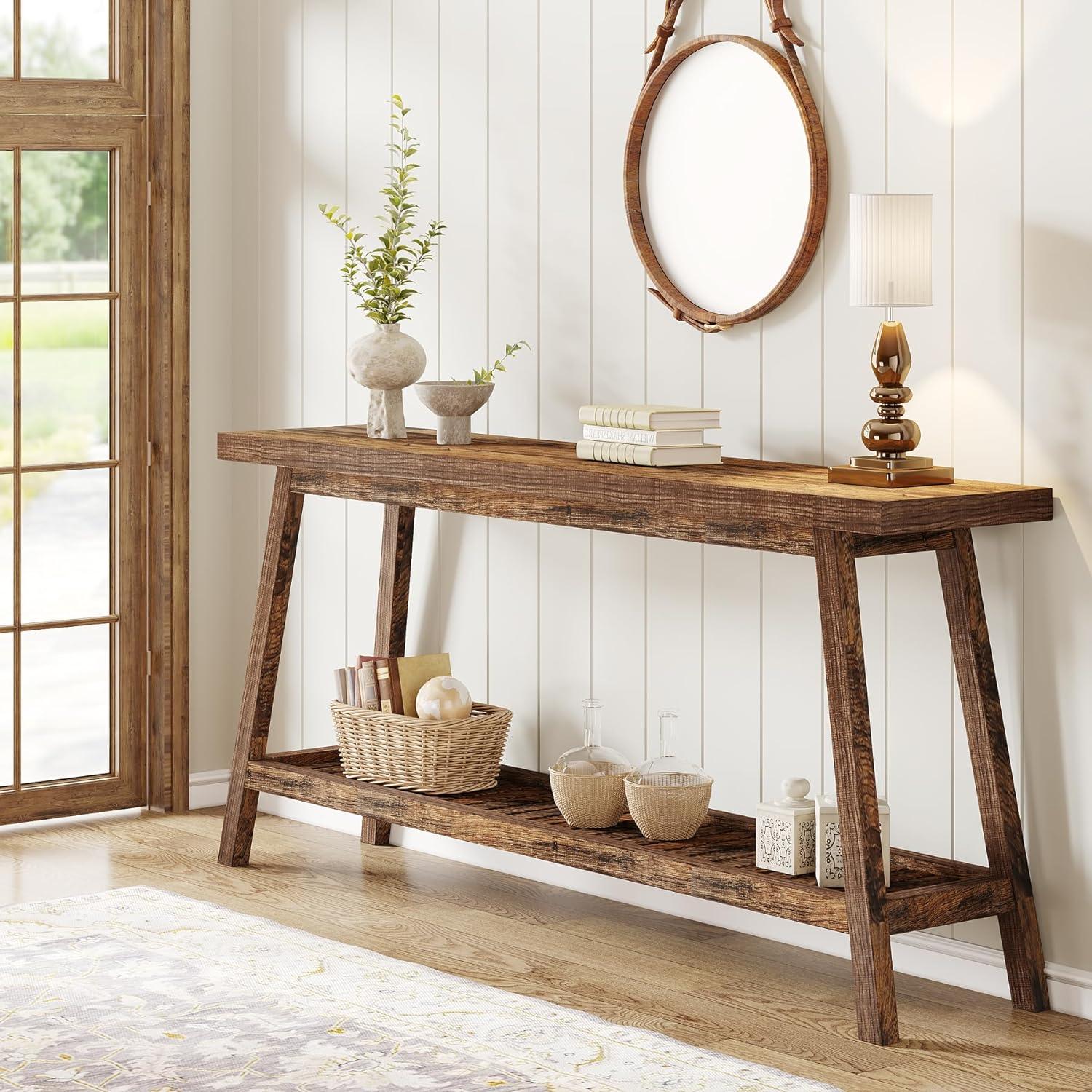 Farmhouse 70.9 Inches Console Entryway Table Grey