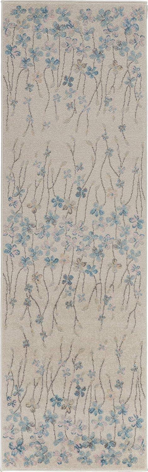 Nourison Tranquil Floral Ivory 5'3" x ROUND Area Rug, (5 Round)
