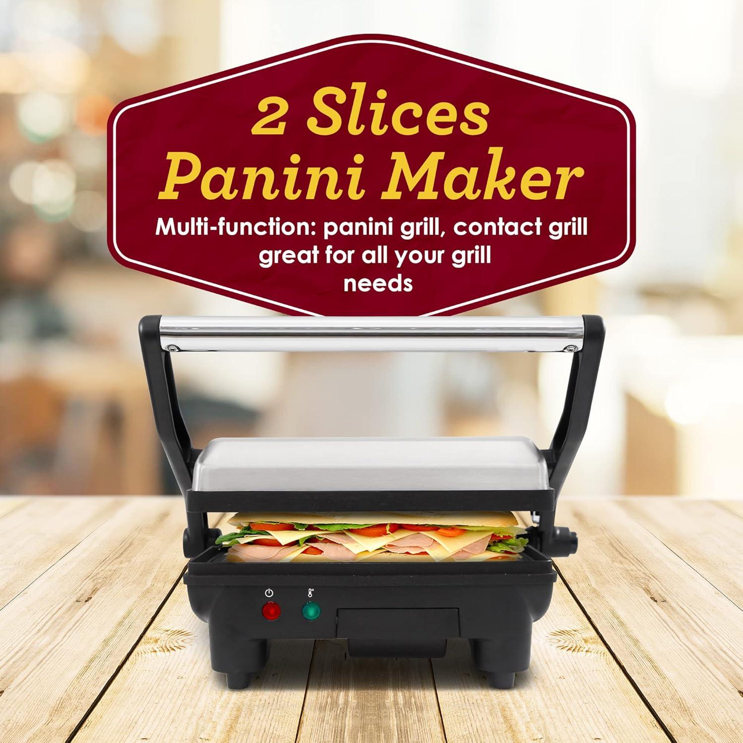 Elite Stainless Steel 3-in-1 Panini Press and Indoor Grill