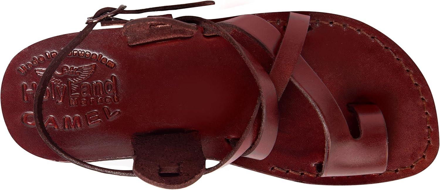 Holy Land Market Men/Women Biblical Jesus Leather Sandals/Slides From Jerusalem (Jesus - Style I) (9-9.5 Women/7-7.5 Men)