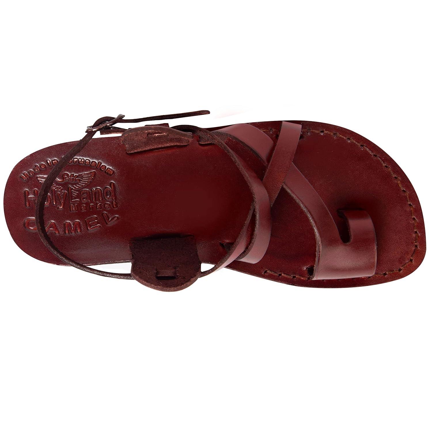Holy Land Market Men/Women Biblical Jesus Leather Sandals/Slides From Jerusalem (Jesus - Style I) (9-9.5 Women/7-7.5 Men)