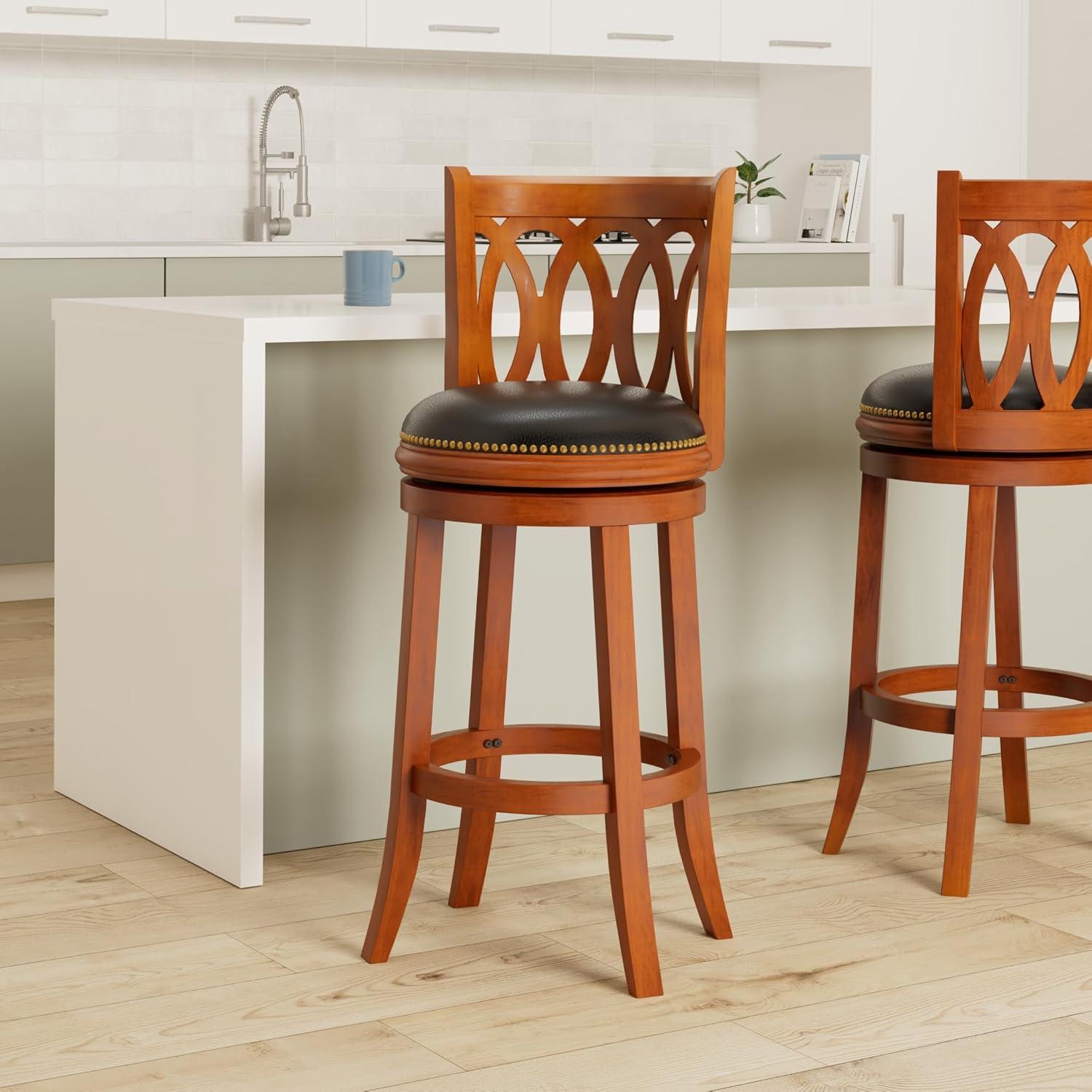 Baldwin Swivel Bar Stool - Dark Oak/Black - Safavieh